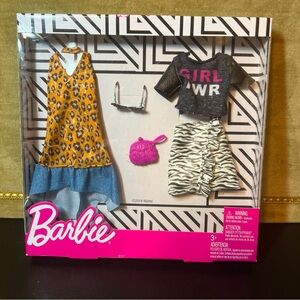 Mattel 2019 Barbie Fashion White Tiger Stripe Skirt & Leopard Dress Purse Shades